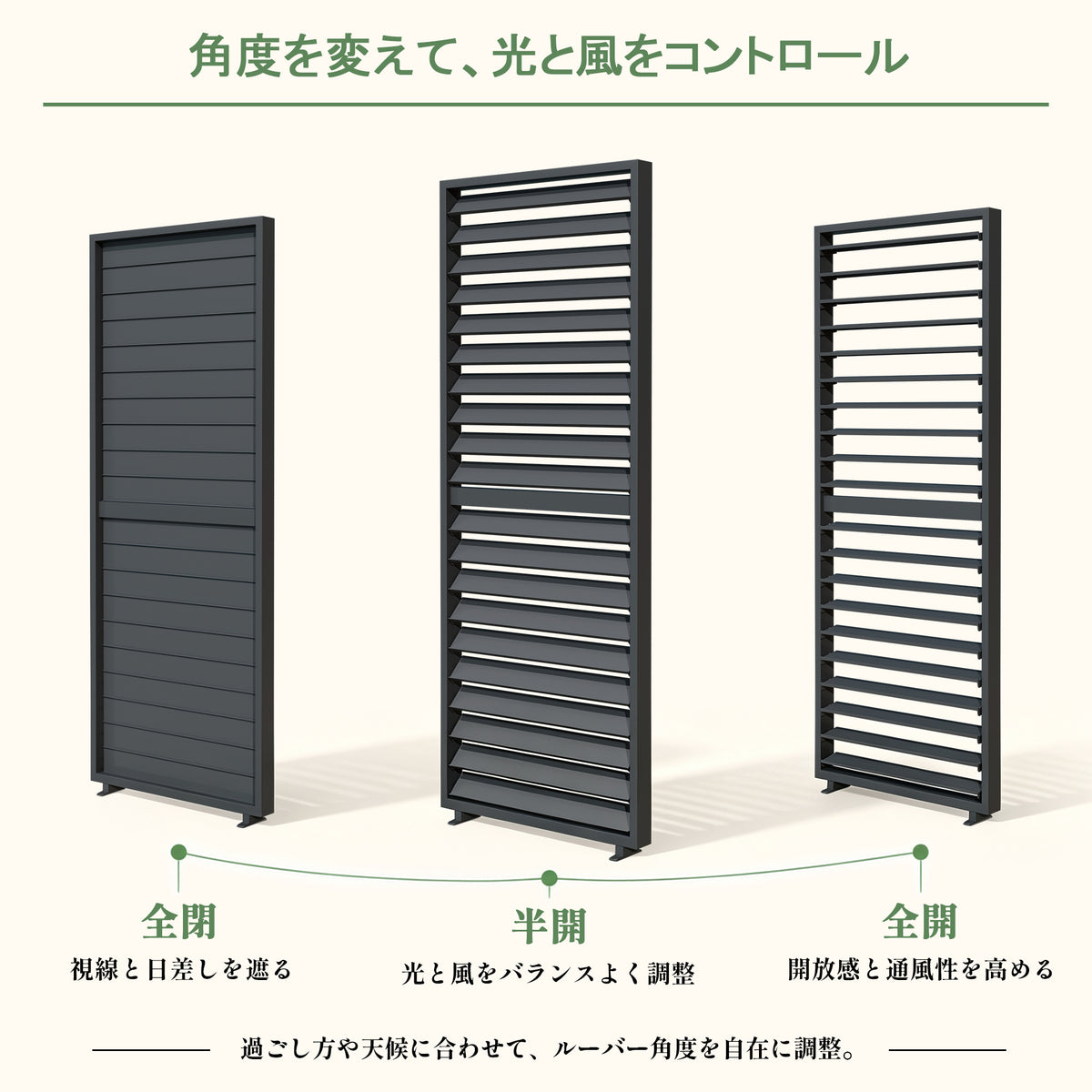 パーゴラ用サイドウォールの可動ルーバー角度調整 - parasoru
