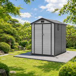 お庭に馴染むHDPE樹脂製大型屋外物置・鍵付き両開き収納庫 - Parasoru
