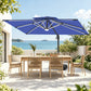 ハンギングパラソル ネイビーブルー テラスで快適に過ごせるLEDテープライト付き角型パラソル - Parasoru