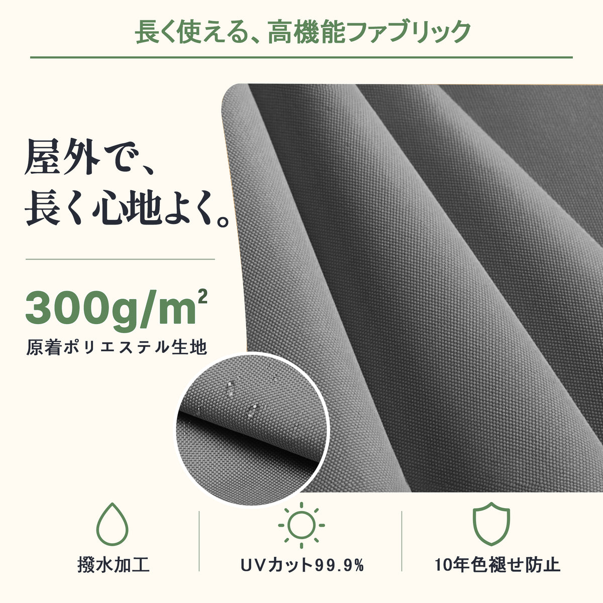 ガーデンパラソル シルバー 300g/㎡高密度生地と10年耐久色あせ防止UVカット - Parasoru